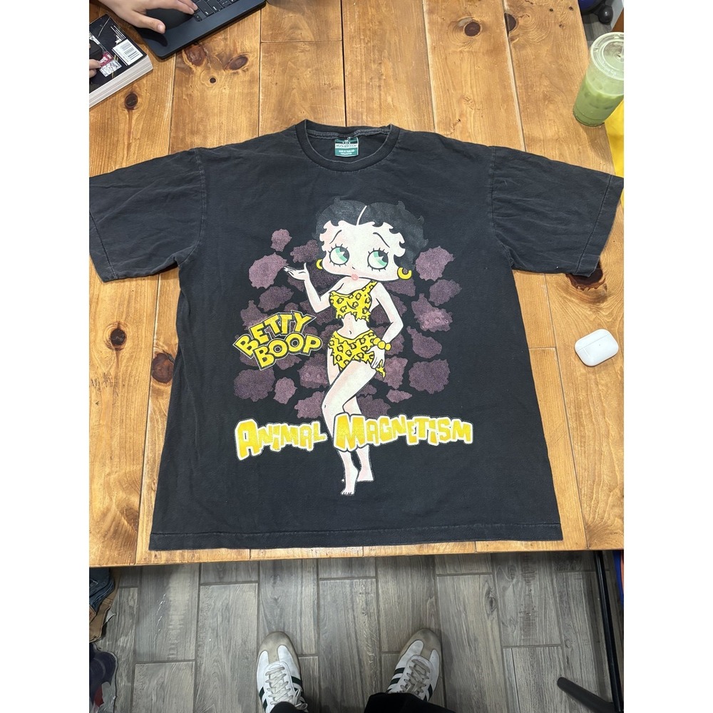 Vintage Betty Boop Animal Magnetism T-Shirt The Mushroom Black Size‎ L Large